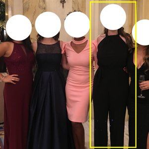 Black Jumpsuit with Tie Neck Halter